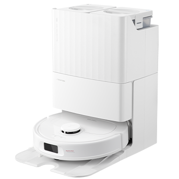 White Roborock Qrevo S robot and multifunction dock