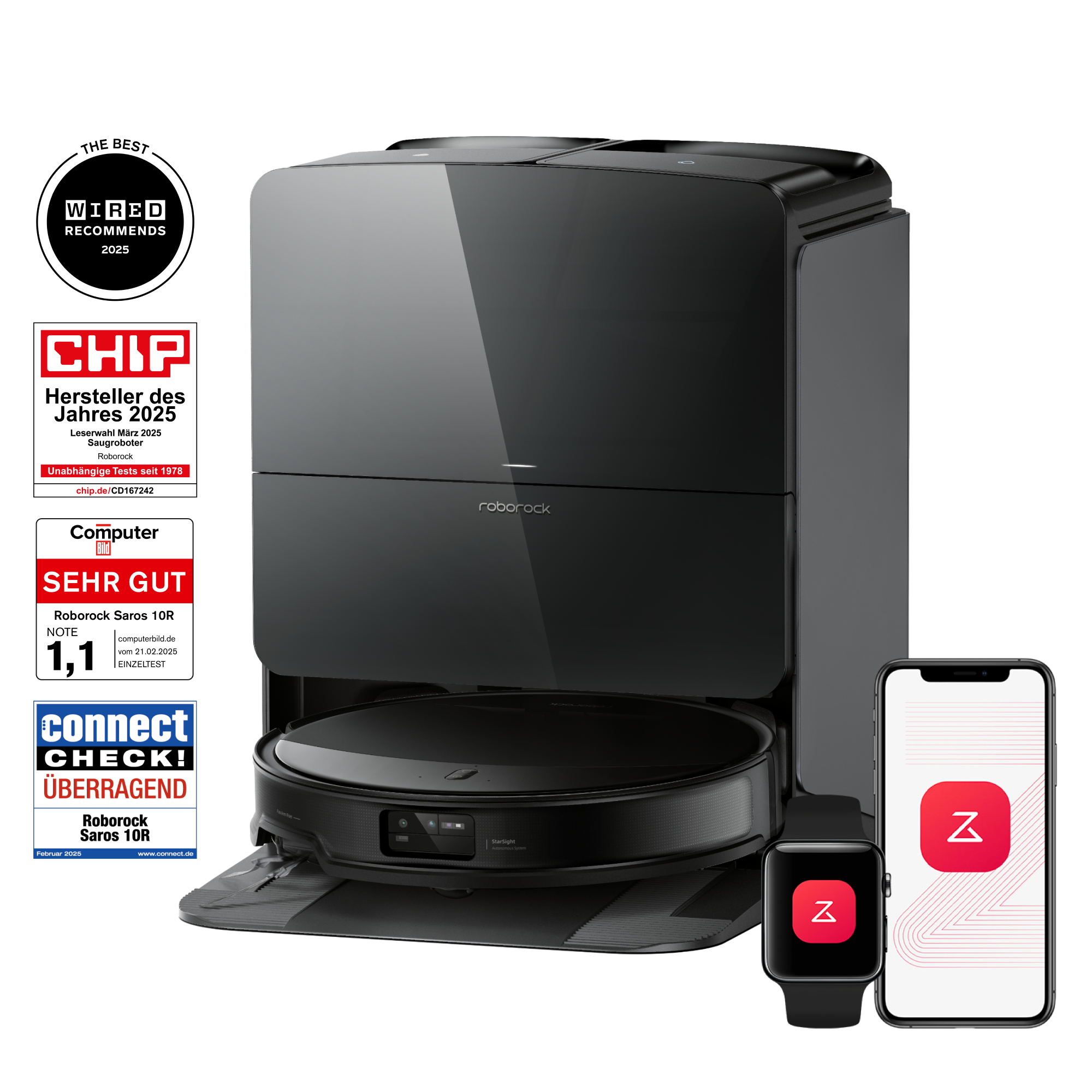 Roborock Saros 10R Saugroboter mit Wischfunktion & abnehmbarem Wischmopp