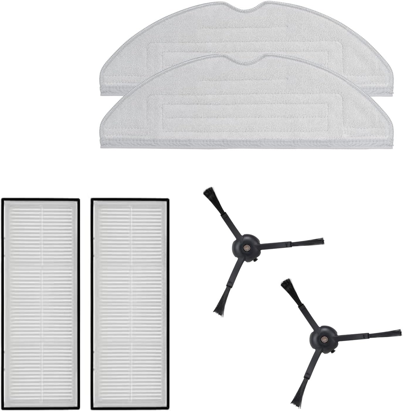 Roborock Zubehör Set mit Wischtücher, HEPA Filter und schwarz Seitenbürste