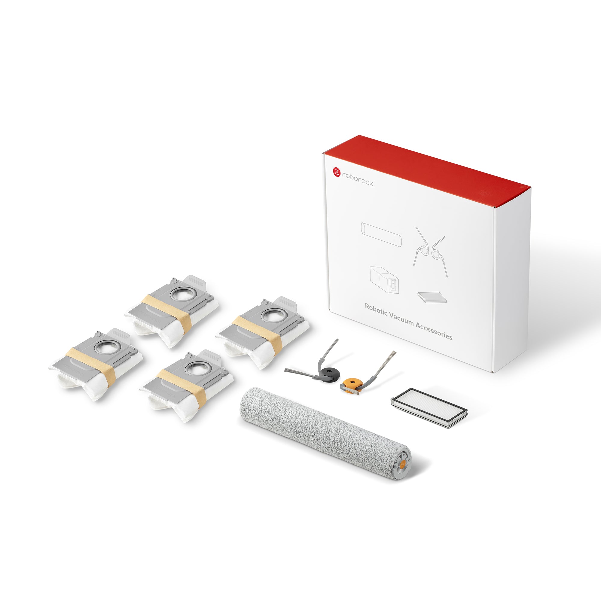 Roborock Qrevo Curv 2 Flow Zubehör-Set – 4 Staubbeutel, 1 Filter, 1 Bürstenrolle & 2 Seitenbürsten