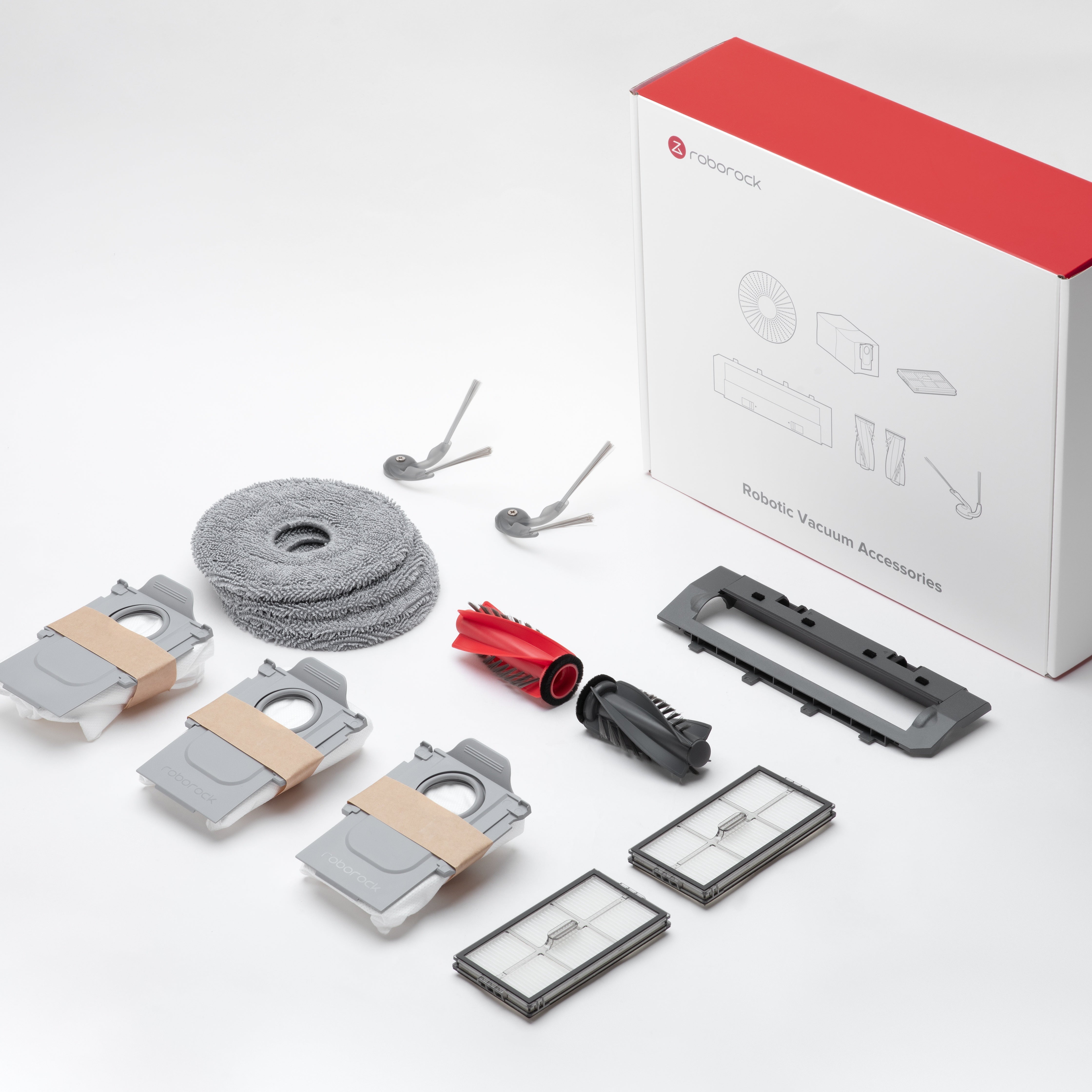 Roborock Zubehörset für Saros 20, inkl. 4 Wischmopp, 3 Staubbeutel, 2 Filter, 1 Hauptbürstenabdeckung, 1 Hauptbürste, 2 Seitenbürste