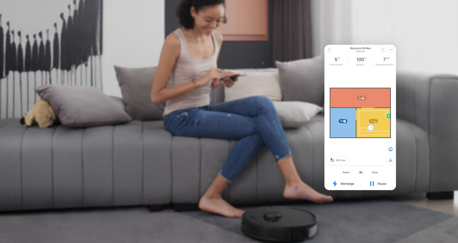 Roborock S5 Max kartographiert den Grundriss mit bis zu 98 % Genauigkeit.