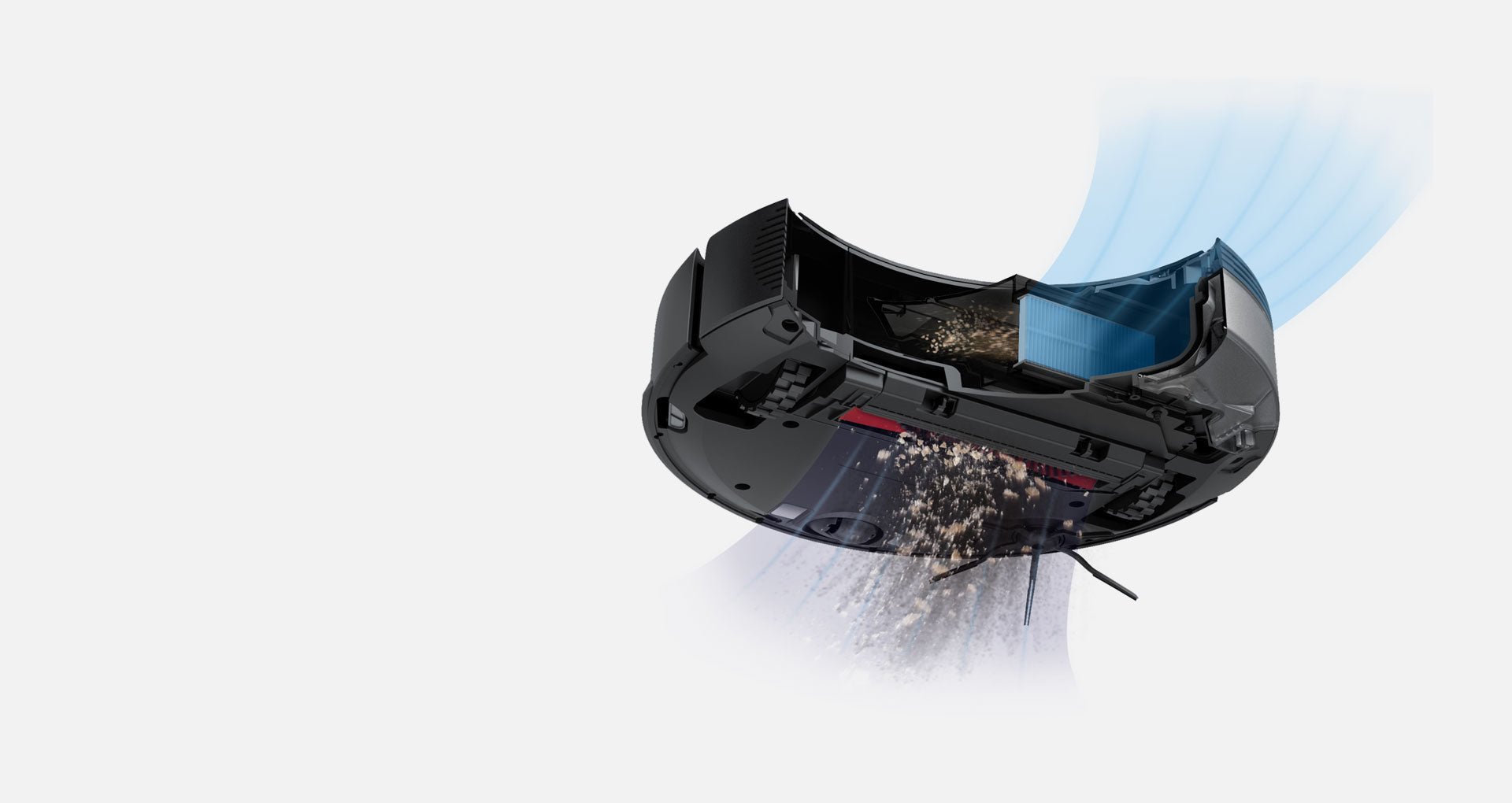 Mit seiner starken Saugkraft hebt der Roborock S5 Max sogar AA-Batterien an