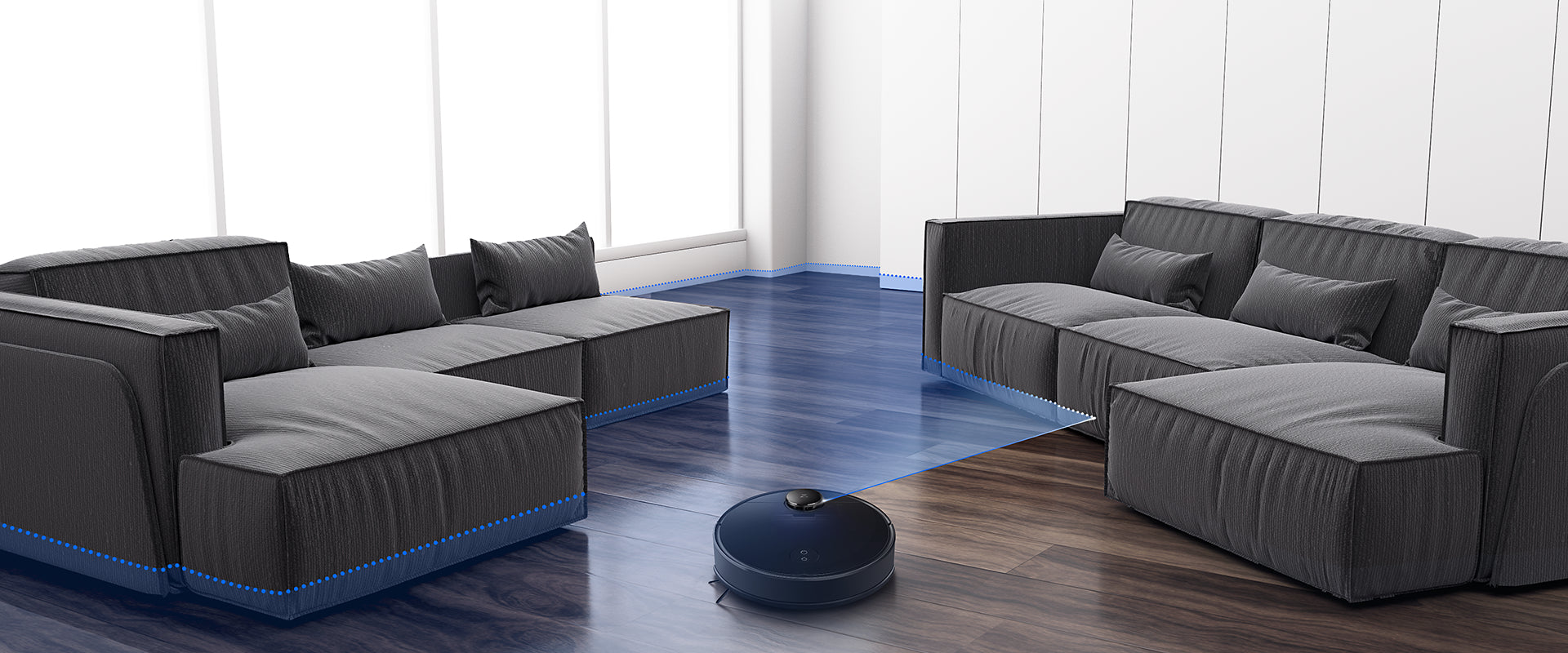 Die laserbasierte Präzisionsnavigation des Roborock S4 stellt sicher, dass der Boden lückenlos sauber ist