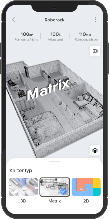 Navigieren Sie Roborock S7 MaxV per 3D-Karte oder Matrix-Karte zum Reinigen